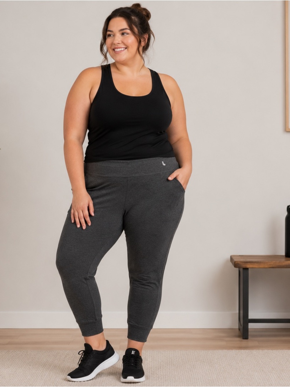 Lole Charcoal Heathered Grey High-Waist Jogger Pants Size XXL Athleisure Lounge